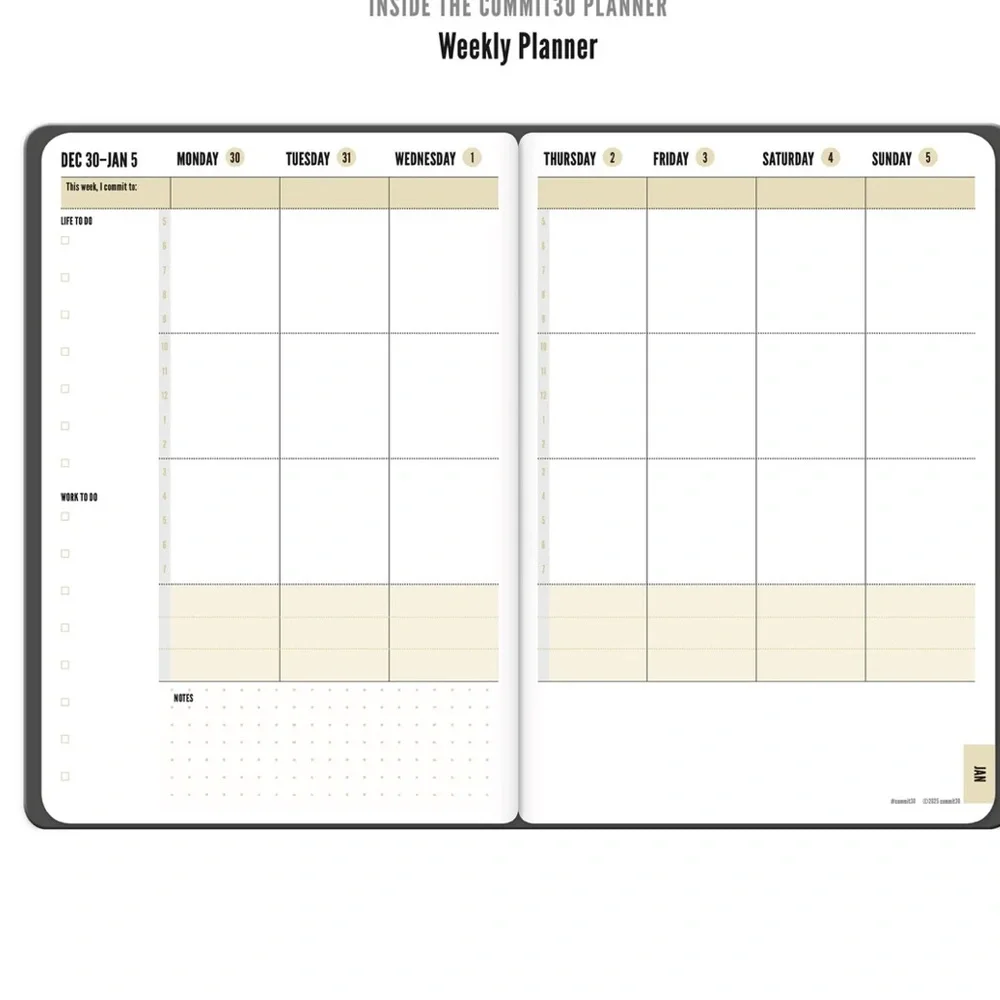 Commit 30 unopened new dated 2026 planner in blue. 7”x10” deluxe size.